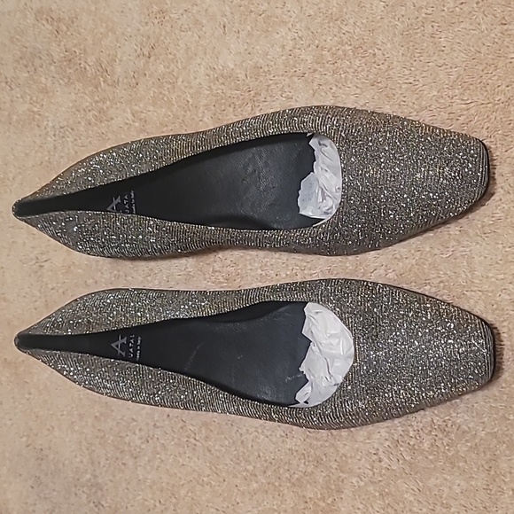 AQUATALIA MARCELLA GLITTER BALLET FLATS Women's Size 9.5. Gold Silver - Picture 1 of 7
